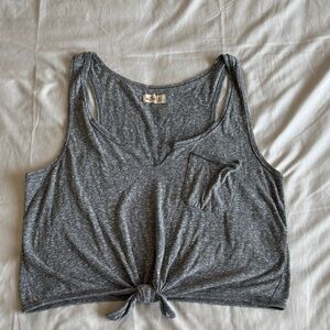 Hollister Heathered Grey Knot-Front Tank Top